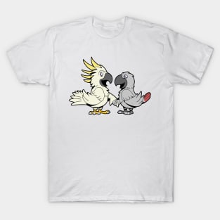 Friends for life - cockatoo and grey parrot T-Shirt